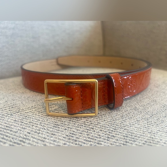 Tory Burch orange patent leather belt 1” size medium - Picture 1 of 13